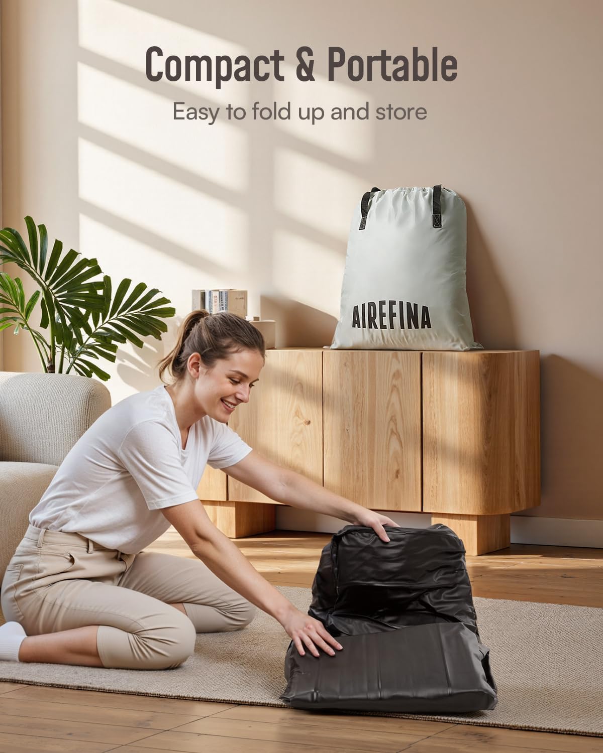 Airefina Queen Air Mattress - 18" Raised Comfort with Built-In Pump & Carrying Bag | 750 lbs Capacity