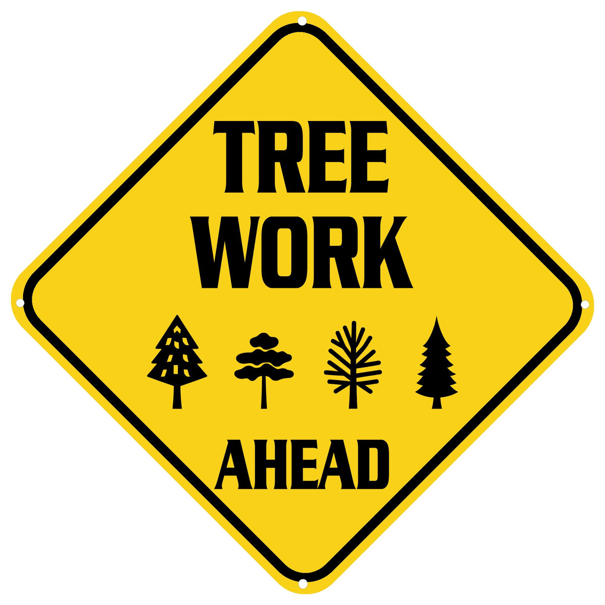 Tree Work Ahead Sign Warning Sign Tree Work Ahead Animal Caution Yellow Wall Art Decorative Decor For Fence Home Farmhouse Yard Road Quality Metal Sign 12x12 Inches