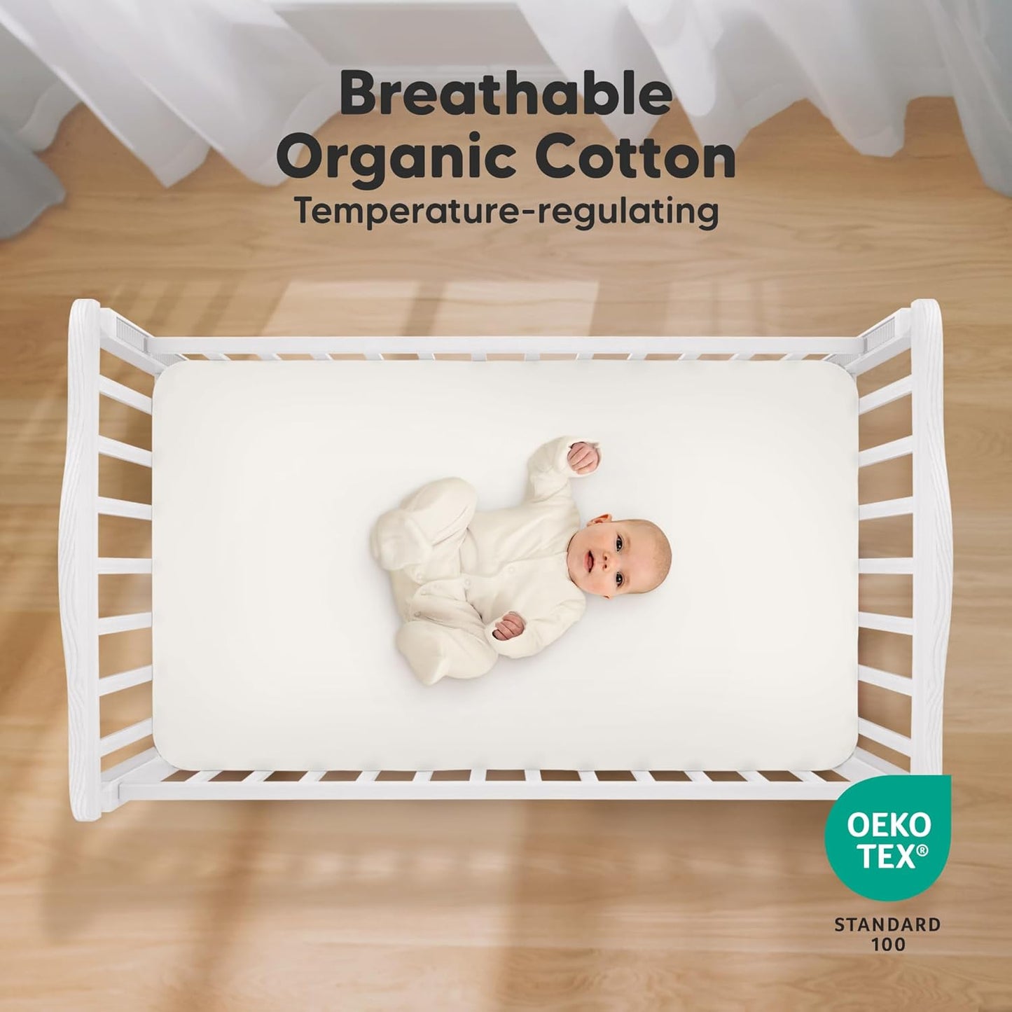 KeaBabies Organic Crib Sheets - 2-Pack Fitted Jersey Cotton Covers for Boys & Girls | Soft & Breathable (52x28, Herb)