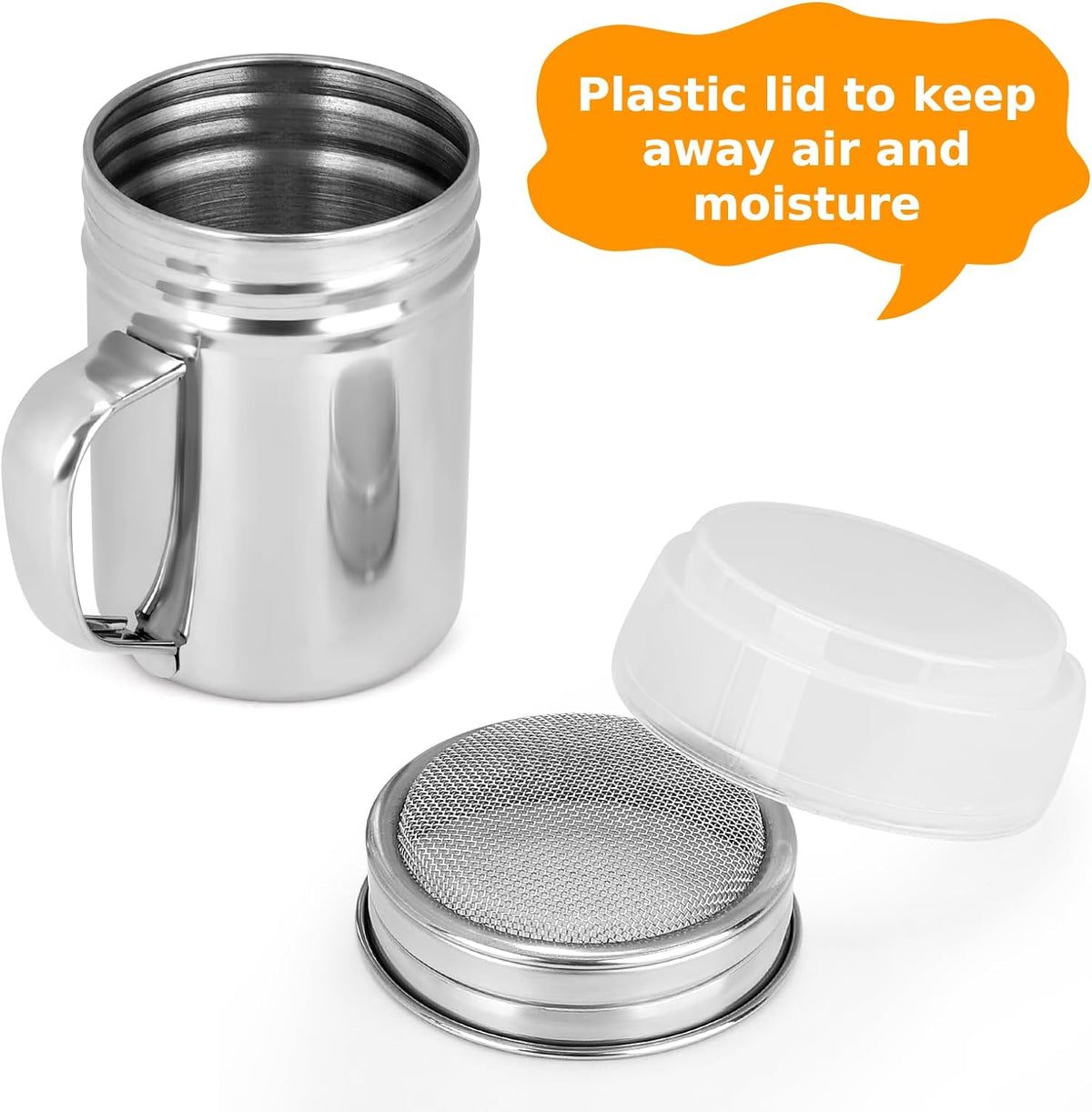 Accmor Powdered Sugar Shaker - Fine Mesh Stainless Steel Dredge for Sugar & Flour | 6 Ounce, 2 Pack