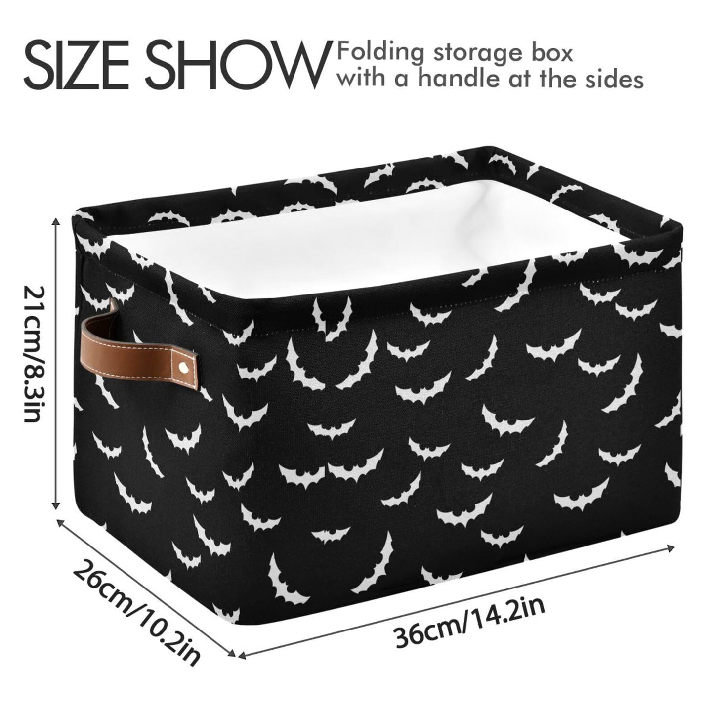 XUWU Storage Basket Bin Bats Halloween Goth Organizer Basket Collapsible Shelf Basket Cube with handle for Nursery Bedroom Bathroom