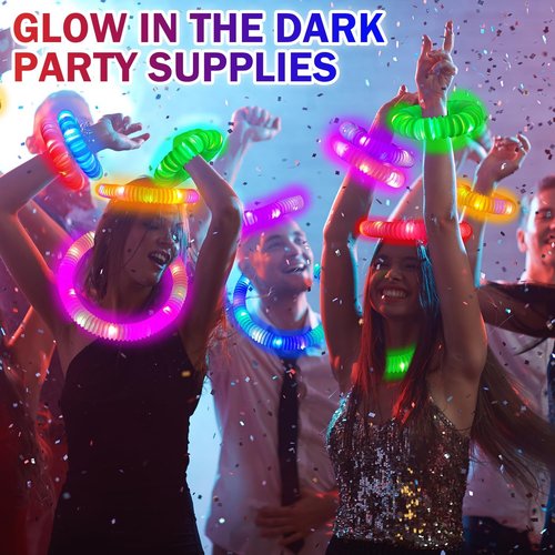 Glow Sticks | 36 PCS Camping Toys for Kids - Light Up Pop Tube Bracelets & Necklaces for Parties