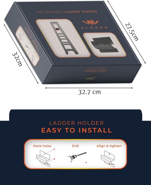 Heavy Duty Ladder Hook by [Brand Name] - Black Wall Mount Brackets for Garage Storage | Organize Tools & Folding Chairs
