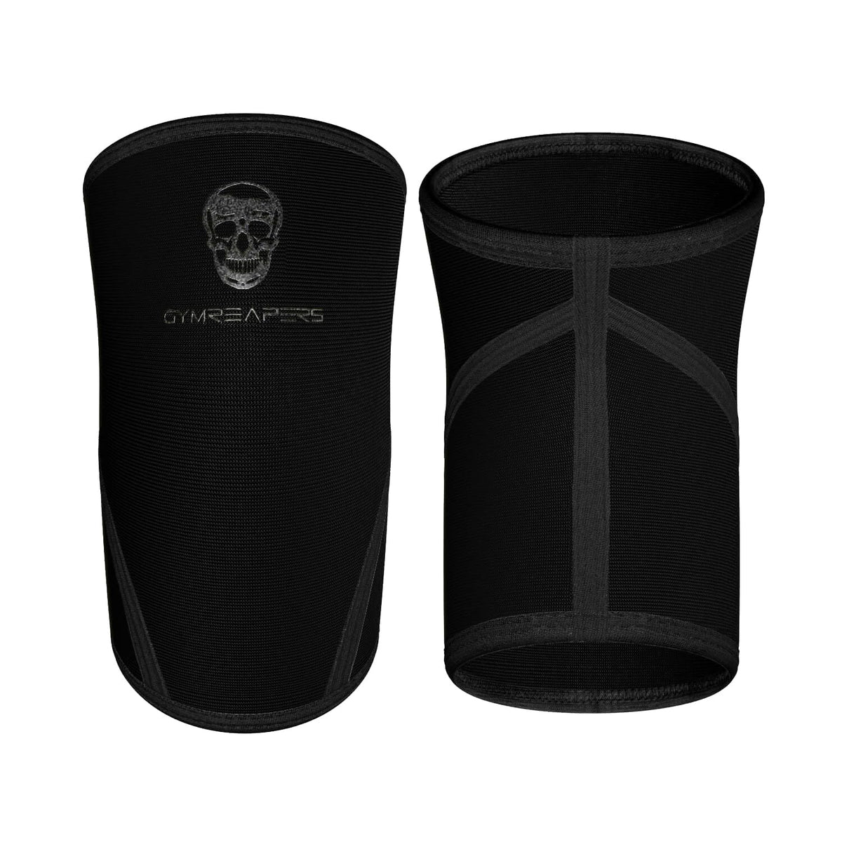 Gymreapers Knee Sleeves (1 Pair) with Gym Bag - IPF Approved - Support Compression Brace for Squats, Fitness, Weightlifting, Cross Training, Powerlifting - 7MM Neoprene Sleeves - For Men & Women (Black/Black, Large)