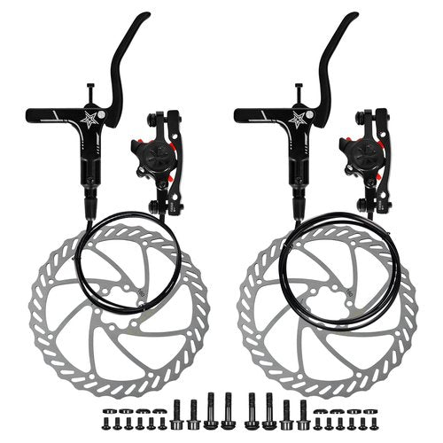 Hydraulic Brakes, MT200 Hydraulic Brakes for Ebike, 160mm/6.3-in Discs Bike Parts Dual-Piston Hydraulic Disc Brake Kit Aluminum Alloy Parts with Tools, Folding Bike/Ebike/Scooter/Fat Bike