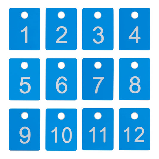StayMax ABS Plastic Numbered Key Tags Rectangle ID Tag Number Disc with Hole (1-50, Blue)