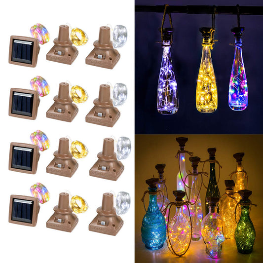 ZYLiWoo Solar Wine Bottle Lights 12 Pack 20LED Outdoor Waterproof Multicolor Fairy Light String (3 Colors), Suitable for Most Wine Bottle Mouths, for Garden, Terrace, Party Decoration