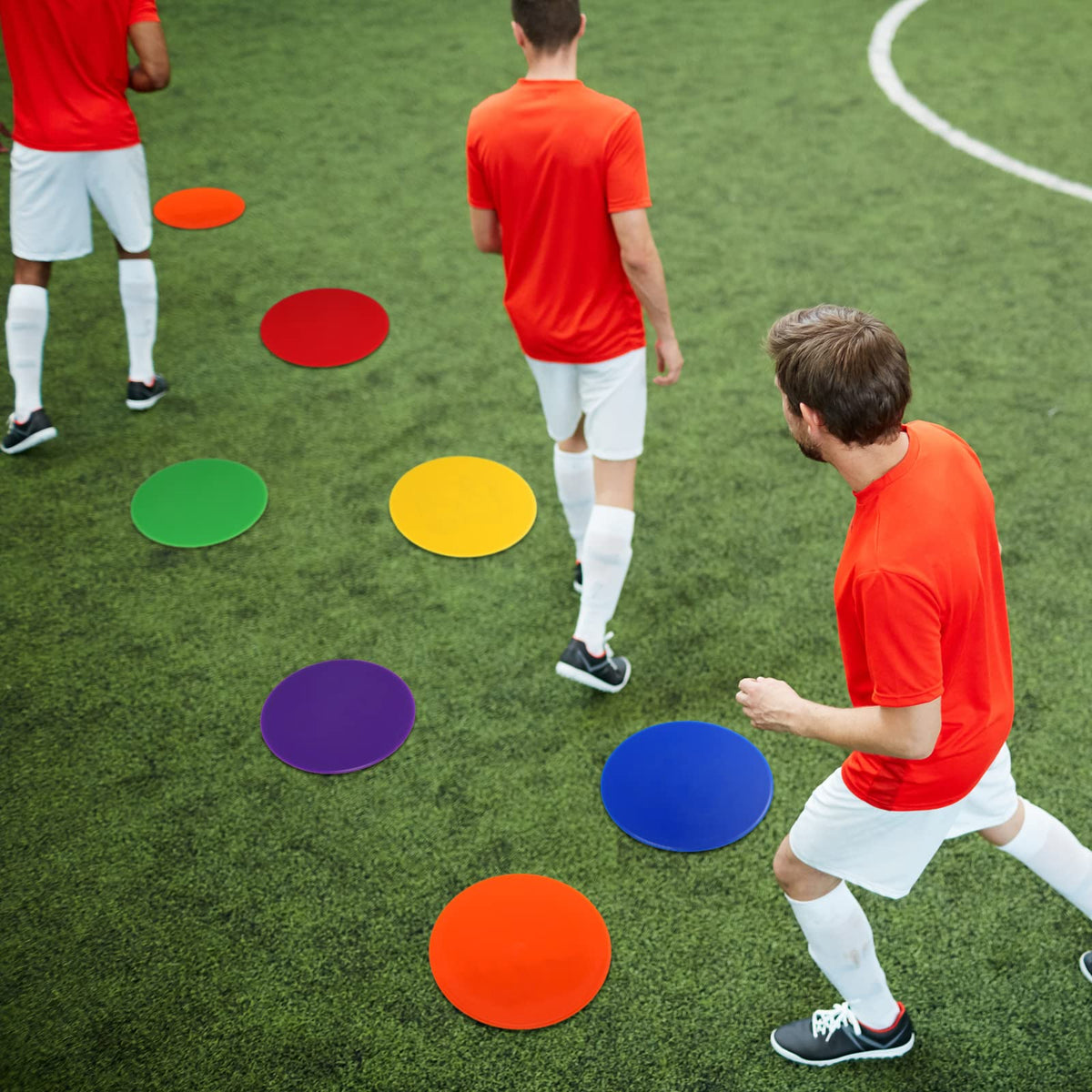Haull Spot Markers Floor Spots with Bag Non Slip Vinyl Poly Dots for Gym Floor Basketball Football Soccer Sports Speed Agility Training Gym Dance(60 Pcs,4.72 Inch)
