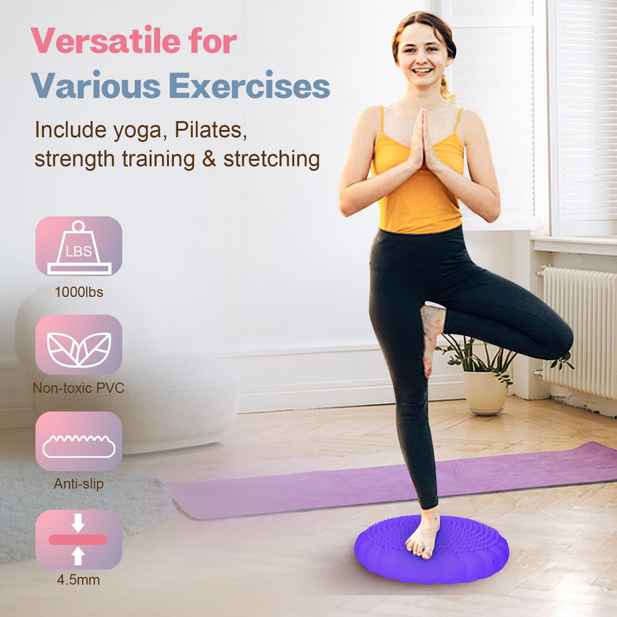 kisnbld Wobble Cushion, Extra Thick Wiggle Seat for Sensory Kids, Non-slip Balance Disc with Inflation Pump for Adults Core Strength, Posture Improvement & Physical Therapy (13.5in/34cm,2pcs)