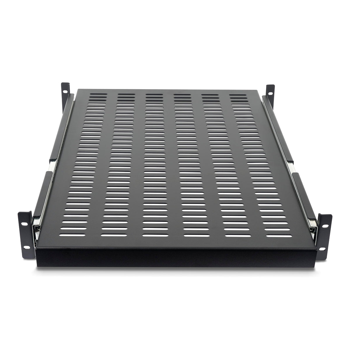 StarTech.com 2U Sliding Server Rack Mount Shelf - 20 to 30in Adjustable Mounting Depth - Vented - 50lb - Heavy Duty Universal 19” Rack Shelf for Equipment Rack - 24in Deep (UNISLDSHF19)