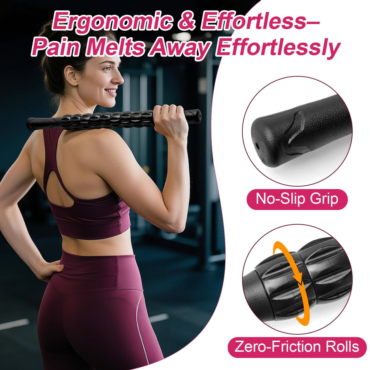 ZanLLW Massage Roller, Muscle Roller Stick, Neck Massager Roller, Therapy Stick for Legs, Calf, Thigh, Lipo Roller for Muscle Relief, Massage Rolling Pin for Trigger Points, Help Sore Muscle Recovery