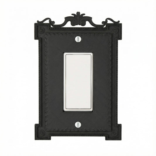 Gothic Decorative Light Switch Cover Plate, Vintage Black Single Toggle Wall Plate, Baroque Style Switch Cover for Bedroom, Living Room & Halloween Decor