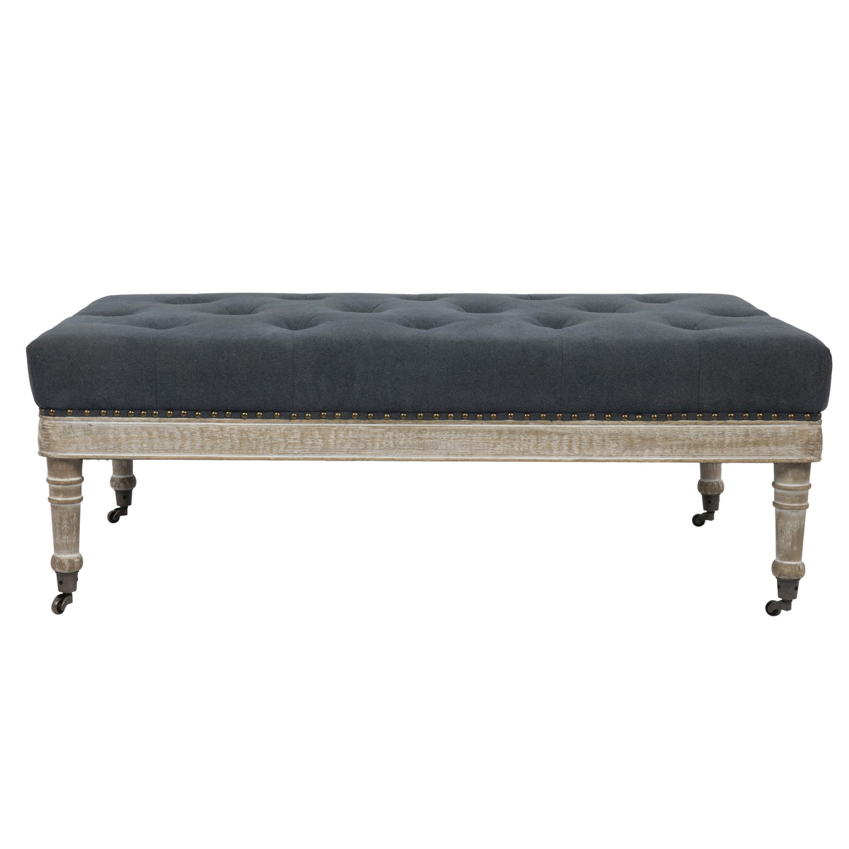 Creative Co-Op Antoinette Upholstered Ottoman Coffee Table, Grey
