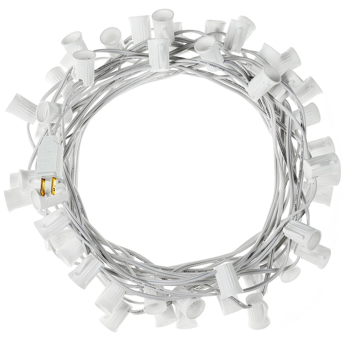Brightown C9 Light Strand 100 FT for E17-12 Spacing, Outdoor String Light Christmas Stringer with 100 Sockets for Patio (White)