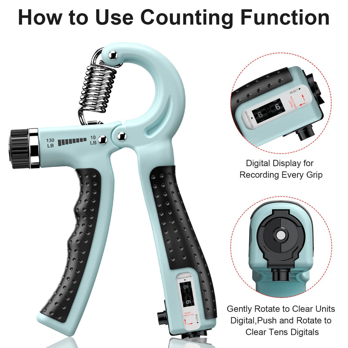 KDG Hand Grip Strengthener 2 Pack Adjustable Resistance 10-130 lbs Forearm Exerciser，Grip Strength Trainer for Muscle Building and Injury Recovery for Athletes