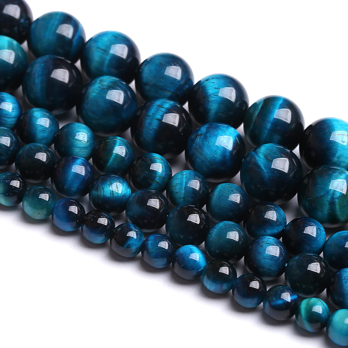 12mm 32PCS Blue Tiger Eye Beads Natural Stone Gemstone Spacer Loose Beads for Jewelry Making DIY Bracelet Semi Precious Beads Strand 15 inches