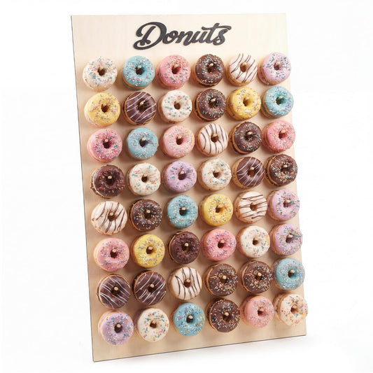 Threehoney 39.4" x 26" Extra Large Donut Wall Display Stand for 96 Donuts, Solid Wood Donut Wall Board for Wedding, Baby Shower, Birthday Party, Dessert Table Decorations(Natural)
