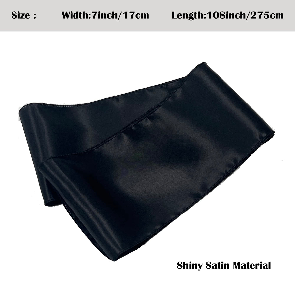 Maiangel Satin Chair Sashes Bows-12PCS Chair Ribbon Ties Back Sash for Wedding Party Events Banquet Chair Cover Decoration (Black)