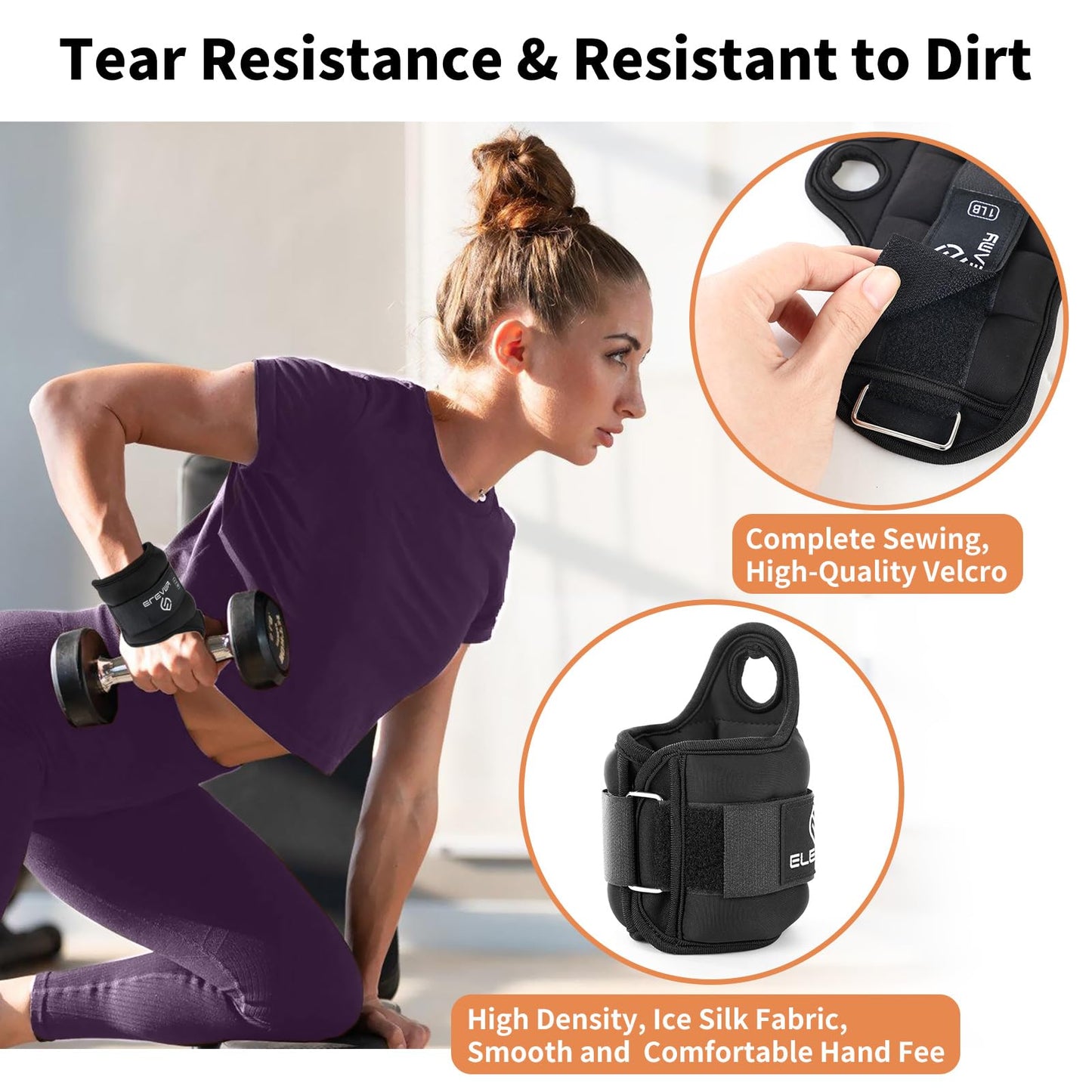 ELEAMY Wrist Weights with Thumb Loops Lock for Women & Men, 0.5lb*2/1lb*2/1.5lb*2/2lb*2/3lb*2,Premium Ice Silk Fabric,Comfortable & Tear Resistant for Walking,Running,Fitness and More（0.5lb*2 Black）