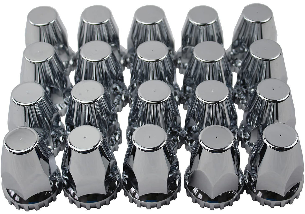JIUXI ABS Chrome Plastic 33mm Thread-on Standard Lug Nut Covers for Semi Trucks (Pack of 20)