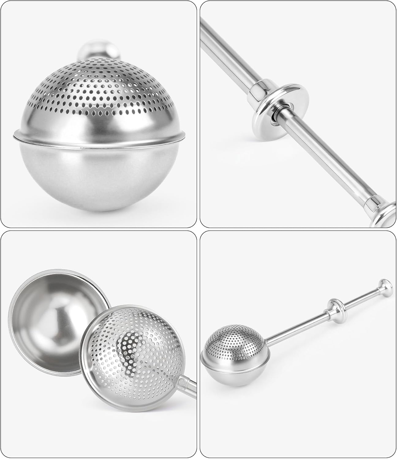 Skiennix Flour Duster - Stainless Steel Sifter with One-Handed Spring Handle | Fine Mesh for Even Sprinkling