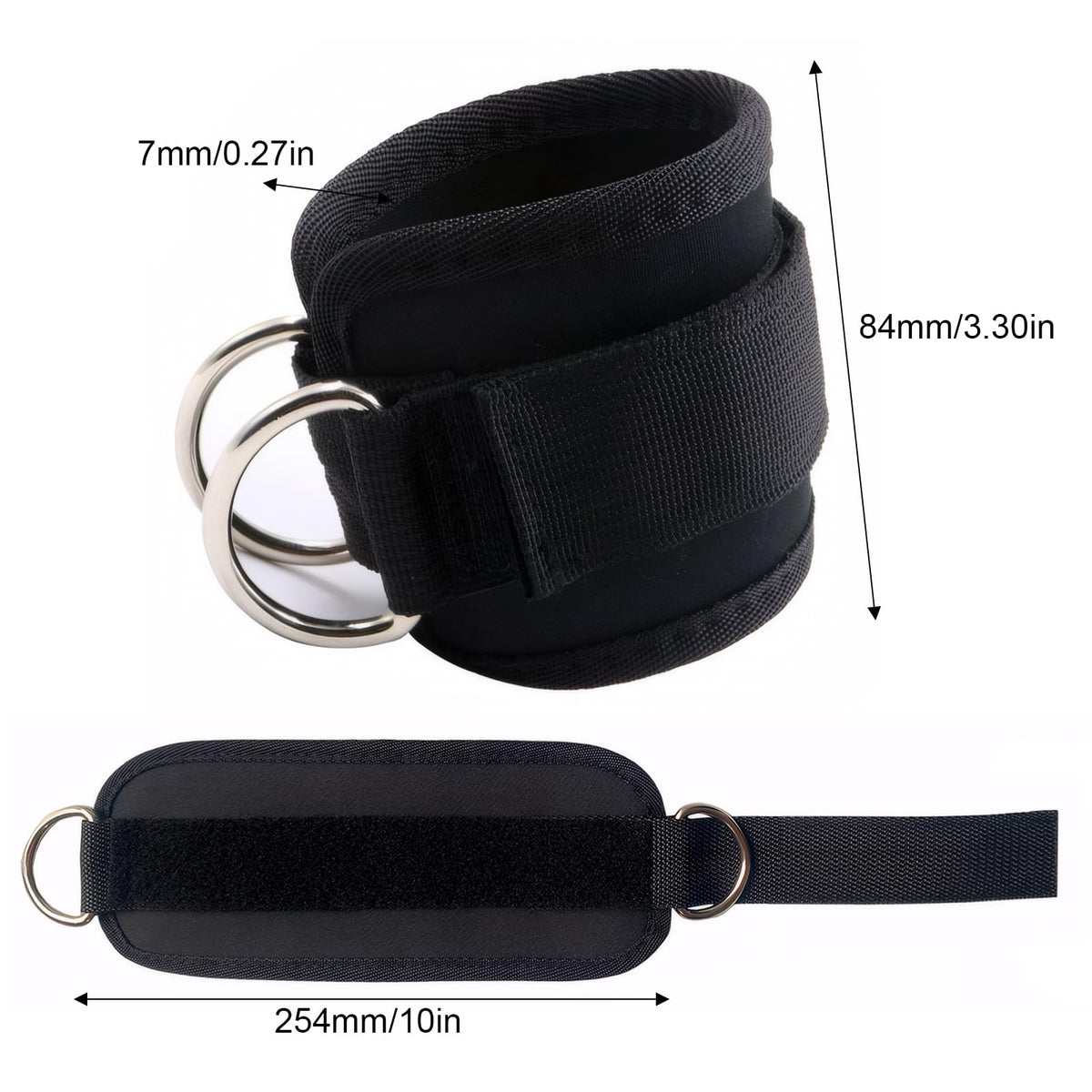 2 PCS Weightlifting Straps with D Ring,Adjustable Wrist Cuffs Gym,Padded Wrist Cuffs,for Cable Machines Strength Training Equipment,Black