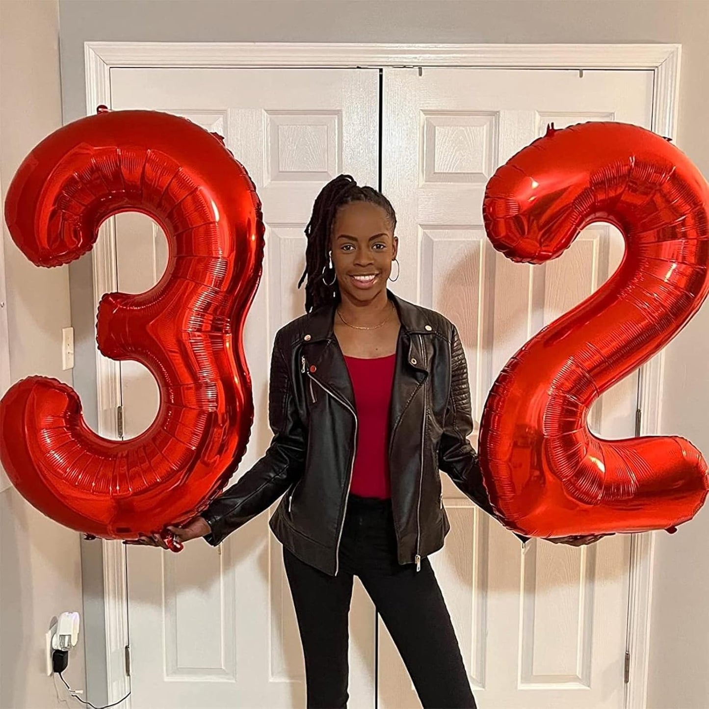 Self-Inflating 40-Inch Red Number 6 Balloons by [Brand Name] | Foil Mylar for Birthday Parties & Anniversaries