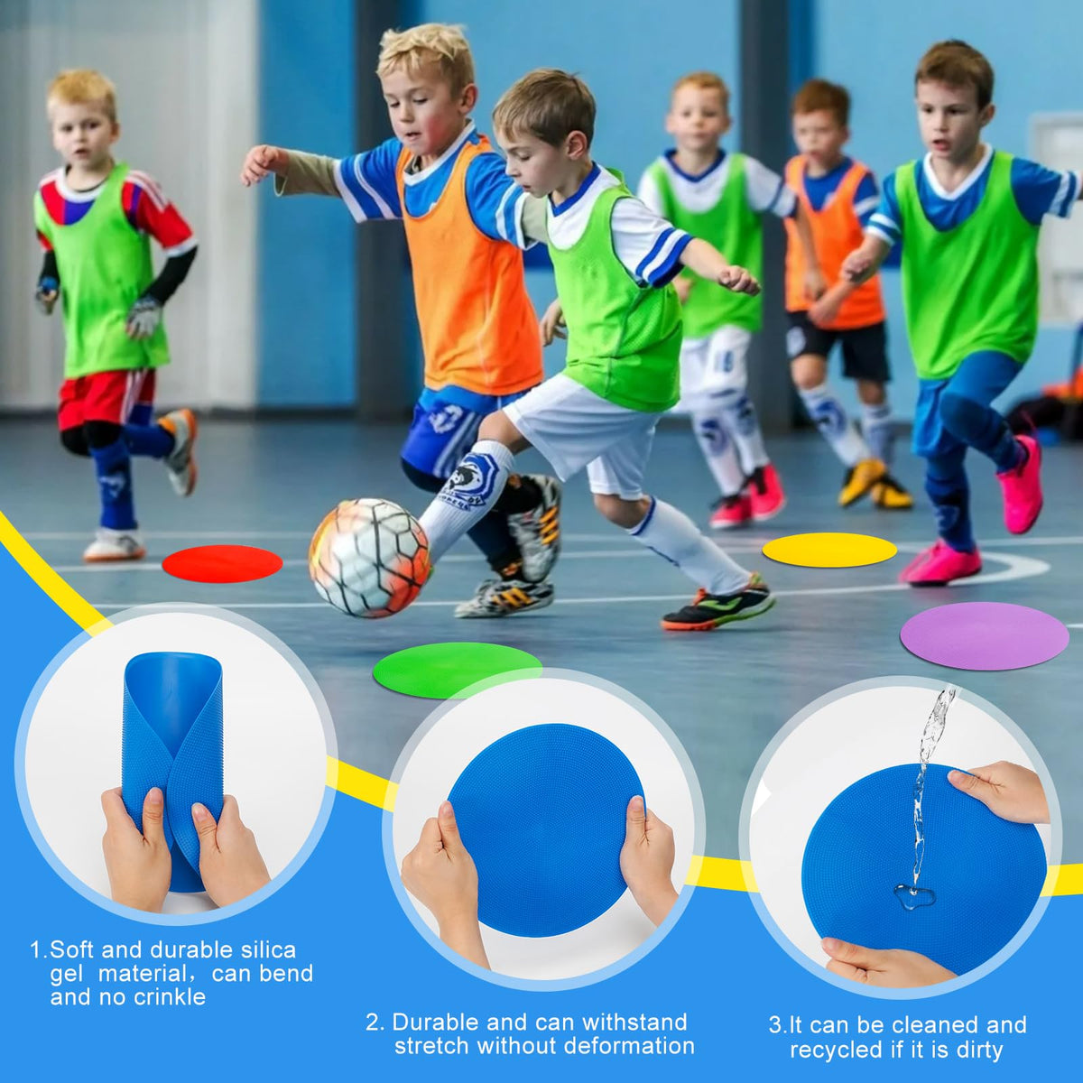 WildTracks 9 inch Spot Markers Flat Field Cones, Non Slip Rubber Agility Markers Flat Field Cones for Soccer Basketball Sports Speed Agility Training (24 pcs)