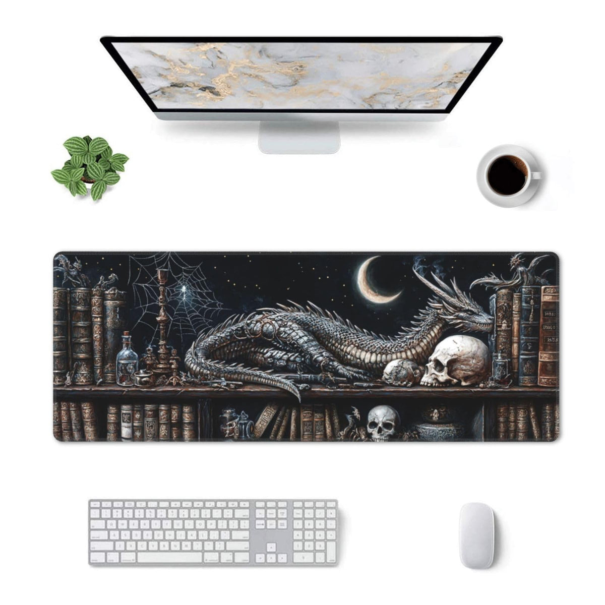 Mystical Dragon Mouse Pad 31.5 X 11.8 Inch Big Desk Rubber Base Stitched Edges Keyboard Pad XXL Mouse Mat for Home Game and Office