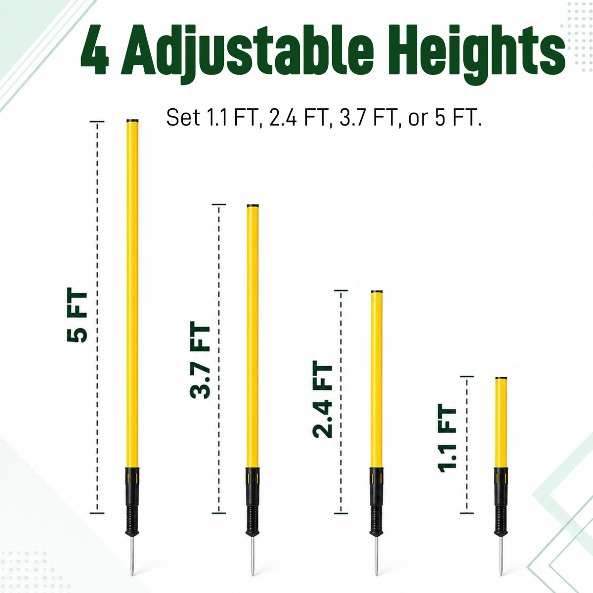 6 Pcs Soccer Agility Poles for Training,5 FT Adjustable Speed and Agility Training Equipment,Football/Basketball/Horse/Dog Sports Practice Equipment,Soccer Sticks with Ground Spring Nails for Outdoors