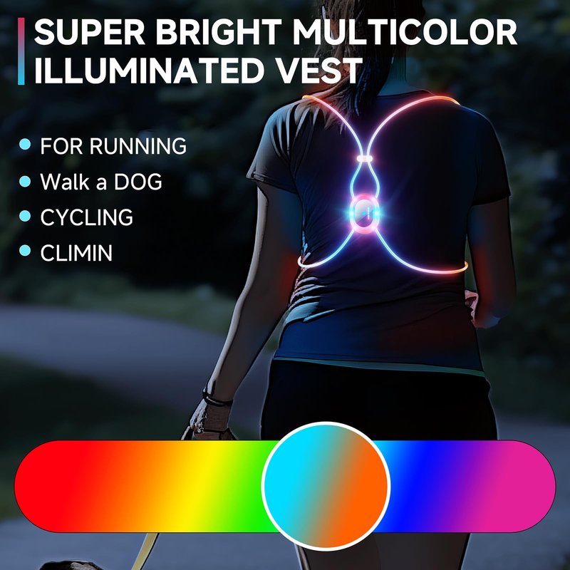 Reflective Running Vest, Running Lights For Runners, Reflective Running Gear Walking Vest For Women, Night Running Gear, Light Up Running Vest, Gifts For Runners, Safety Running Vest For Women & Men