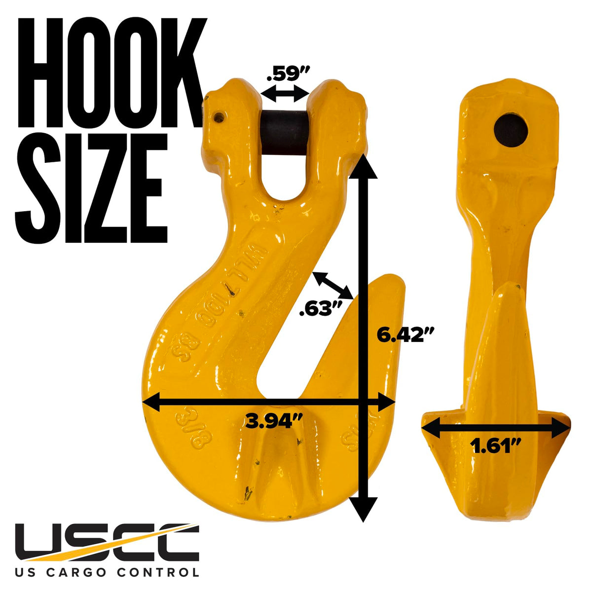 US Cargo Control 3/8 Inch Clevis Grab Hooks (2-Pack), G80 Chain Hooks, 7,100 LBS Working Load Limit, Chain Clevis Hooks for Lifting, Hauling, Towing, Trailers, & Chain Binders