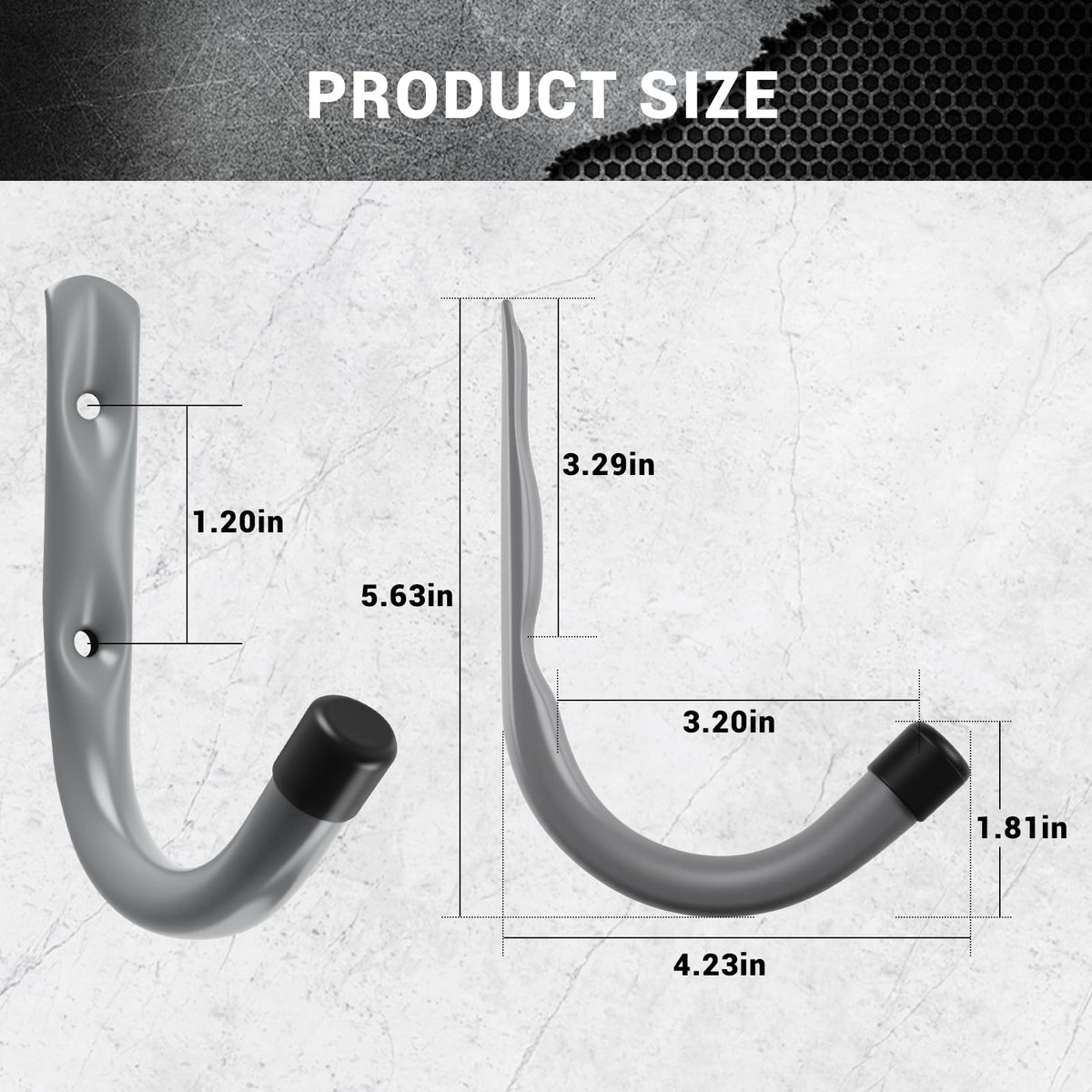 HOME MASTER HARDWARE 12 Pack 4-Inch Heavy Duty Garage Storage Wall Hooks, Steel J Utility Hooks for Hanging Ladders, Tools, Bikes, Grey