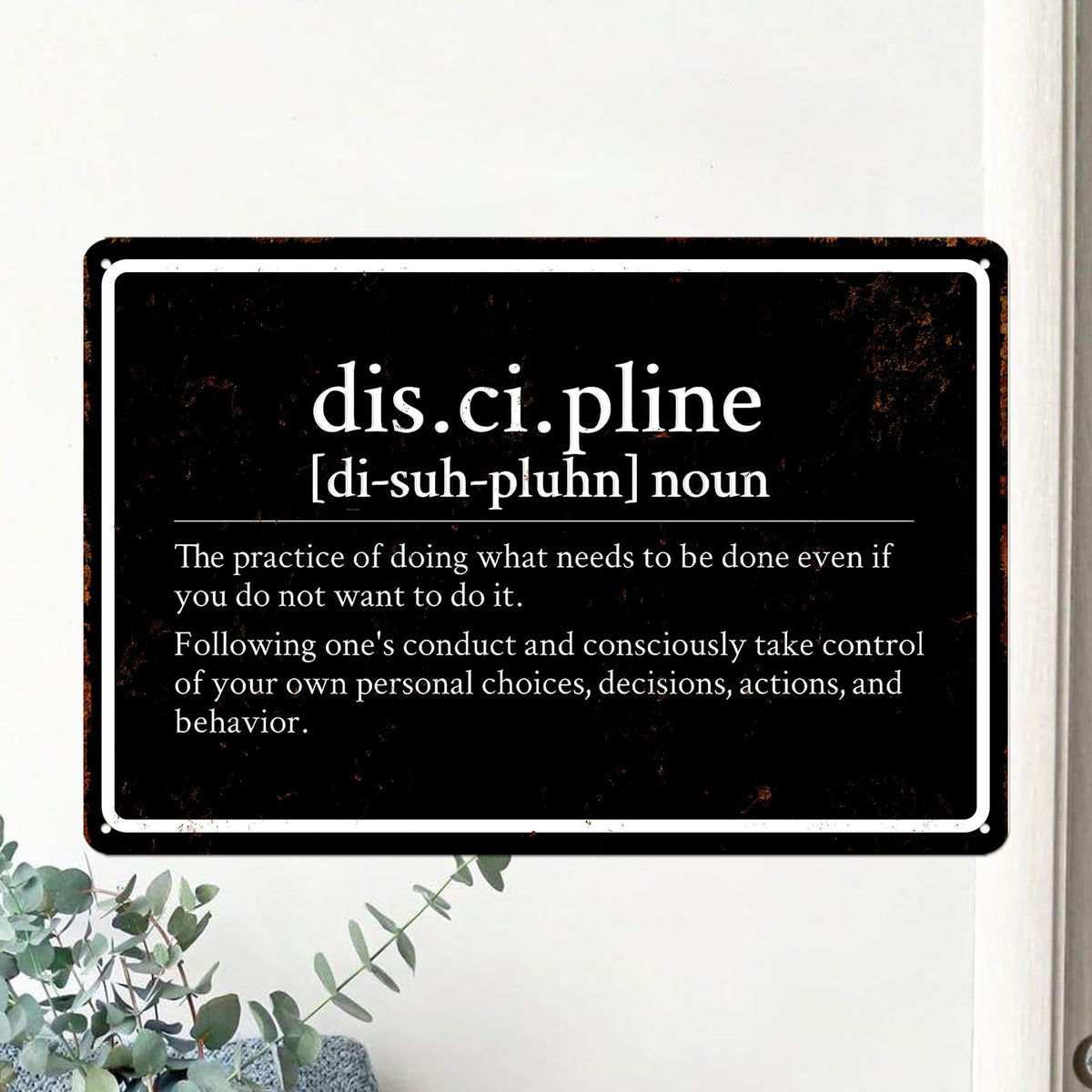 Discipline Poster Gym Sign Workout Posters for Home Gym Motivational Metal Wall Art Decor Funny Fitness Tin Signs Inspirational Posters for Garage Room Accessories 8x12 Inch