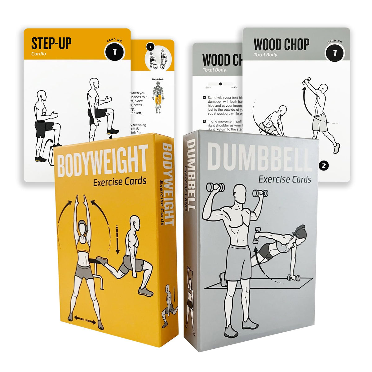 ELAORY Bodyweight & Dumbbell Workout Cards - 100 Large 5"x3.5" Exercise Cards with 24 Strength Moves, Home & Gym Fitness Cards for Men & Women, Beginner Fitness Guide