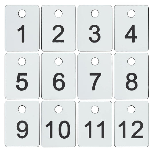 StayMax Plastic Numbered Tags Rectangle Key Number Tags Number Disc with Hole (1-100, White)