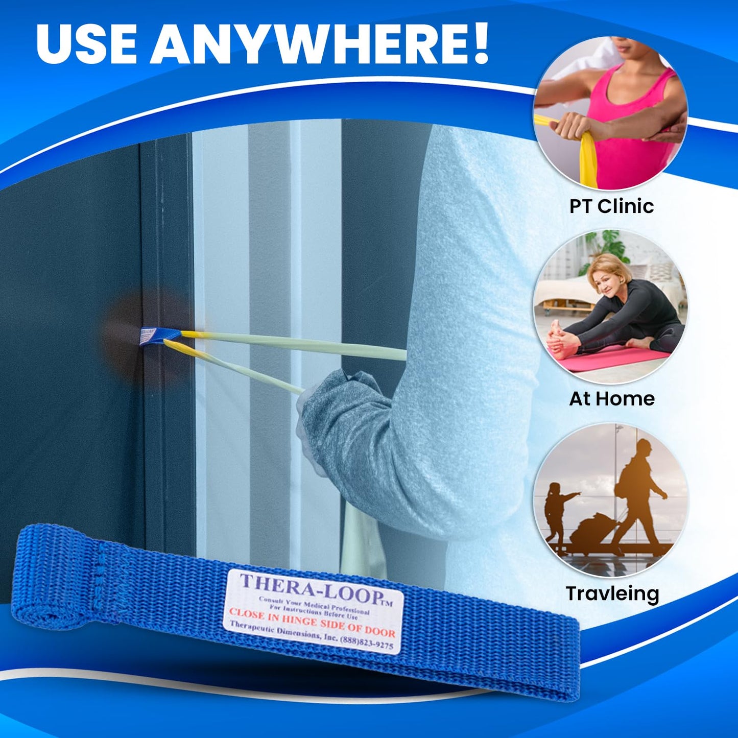 RangeMaster TheraLoop Door Anchors │ Non-Slip │ Complements Exercise Bands or Tubes │ Great for Exercising or Strengthening Activities│2 Pack, Blue