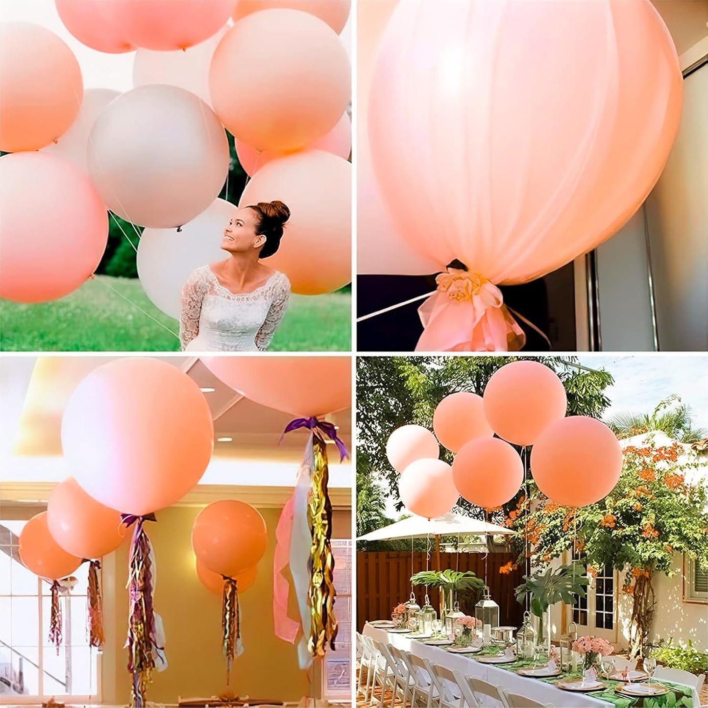 PartyWoo Extra Large 36-Inch Pastel Orange Balloons - Jumbo Latex Helium Balloons for Baby Showers & Birthday Parties