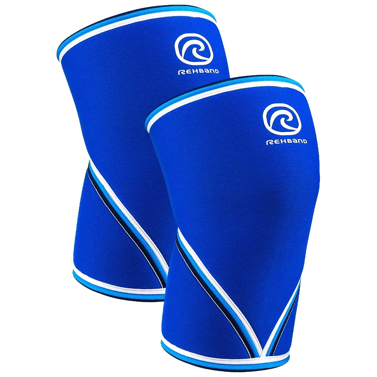 Rehband 7051 Classic 7mm V-Knee-Sleeve for Weightlifting, Competition Grade Powerlifting Knee Sleeve, Compression Sleeve for Crossfit, Squats, Gym, Colour:Blue - 1 Pair, Size:Small