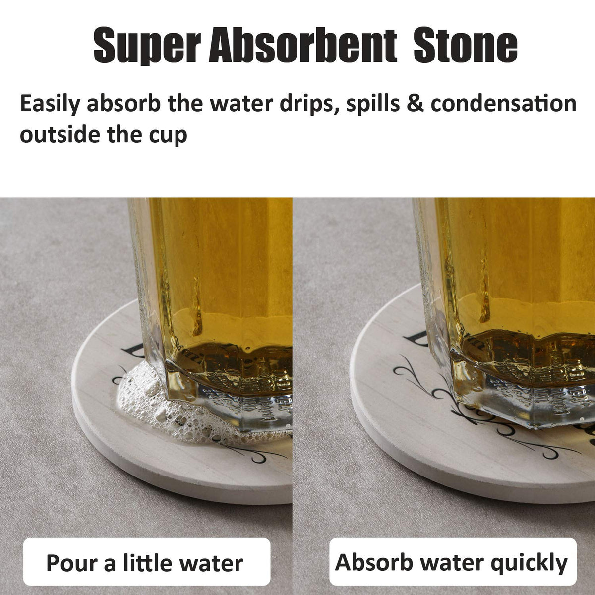 Coasters for Drinks, Funny Drink Coasters Absorbent with Holder 6 Pcs Absorbing Stone Funny Coaster Gift Set Housewarming Gift New Home Apartment Kitchen House Decor Gift for Women Men