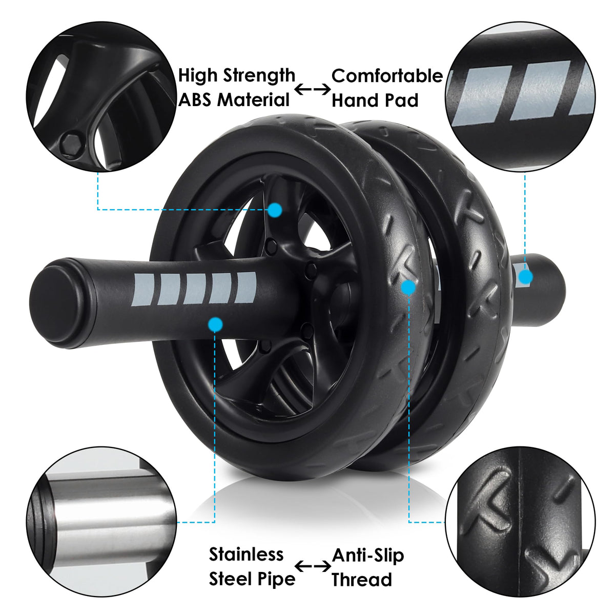 Ab Roller Wheel, Home Gym Equipment for Core Workout, No Noise Exercise Wheels with Knee Pad, Fitness Training Wheel Abs Workout Equipment for Sports