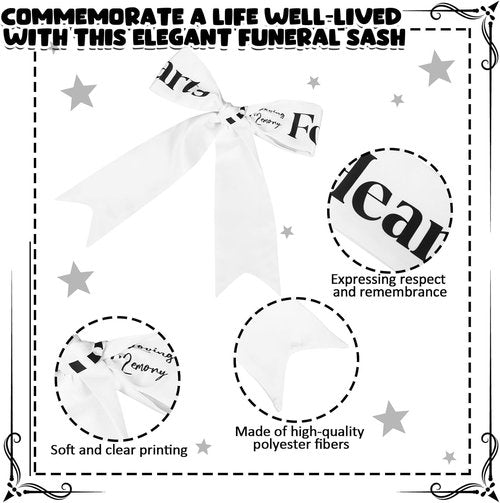 Fanfanwin Funeral Sash - Memorial Wreath Ribbon for Celebration of Life | 58x4" White, Forever in Our Hearts