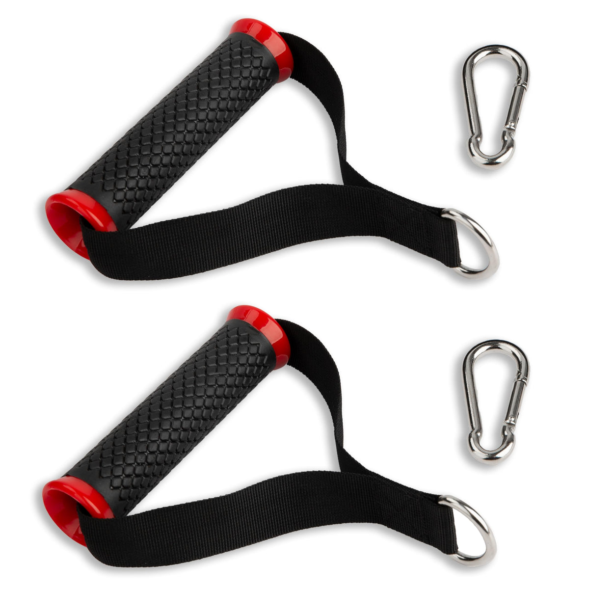 HASSLICKIT Ultra Heavy Duty Exercise Handles, Cable Handles Gym Equipment Attachment, Double D-Ring Grips, Encrypted Webbing, Red Edge Design Non-Slip Comfort Grips