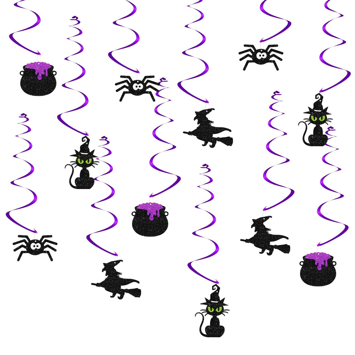 24pcs Halloween Hanging Swirl Decorations, Witch/Cauldron Signs Ceiling Whirl Streamer Hanging Banner, Baby Is Brewing Hanging Swirls for Halloween Party Decoration