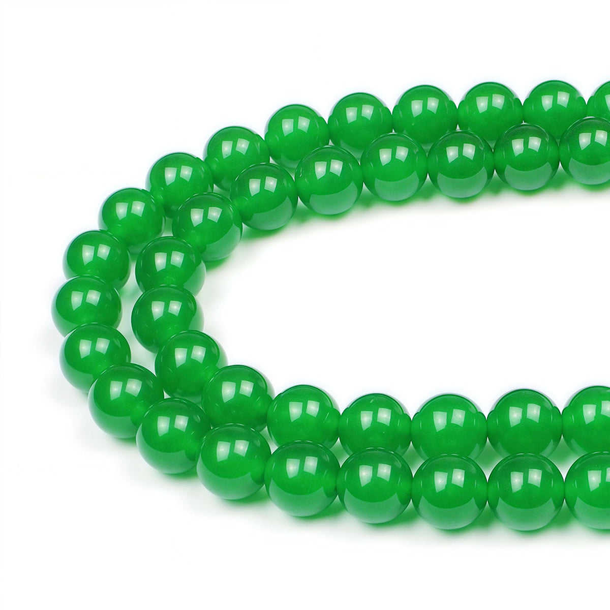 MJDCB Stone Beads Green Jade Round Loose Beads for Jewelry Making DIY Bracelet Necklace (8mm)