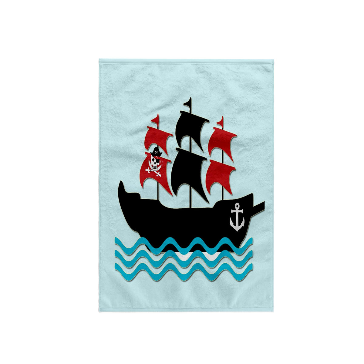 3D Rose TWL_224466_1 Pirate Boat. Kids Decor Towel, Blue, 15" x 22"