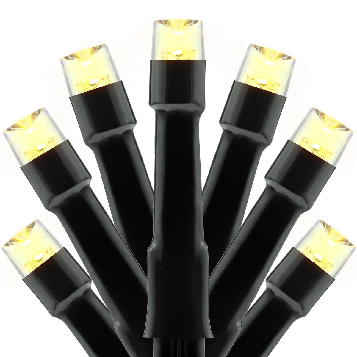 YULETIME 100 ft 300 Count Warm White LED String Lights with 8 Models Adapter, Black Wire Wide Angle 5mm Christmas Lights (Warm White - Black Wire)