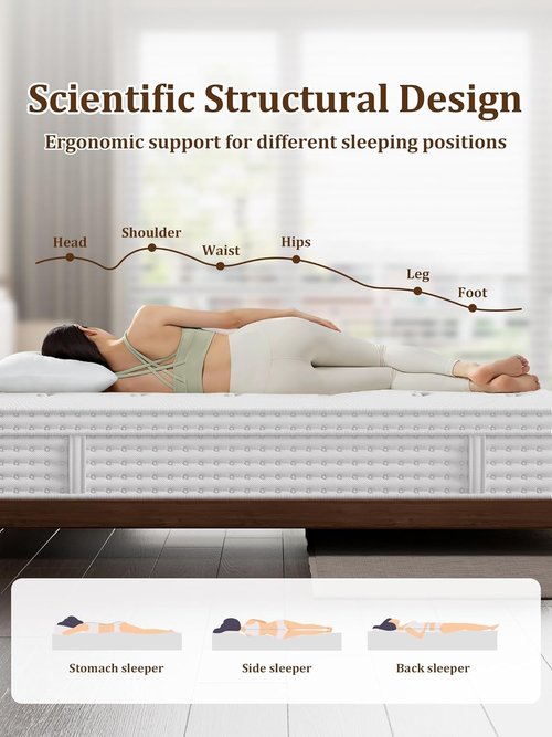 BedStory Queen Mattress - 14 Inch Medium Firm Hybrid Design | Luxury Pocket Spring, Back Pain Relief, Fiberglass-Free, 365-Night Trial, 10 Year Warranty