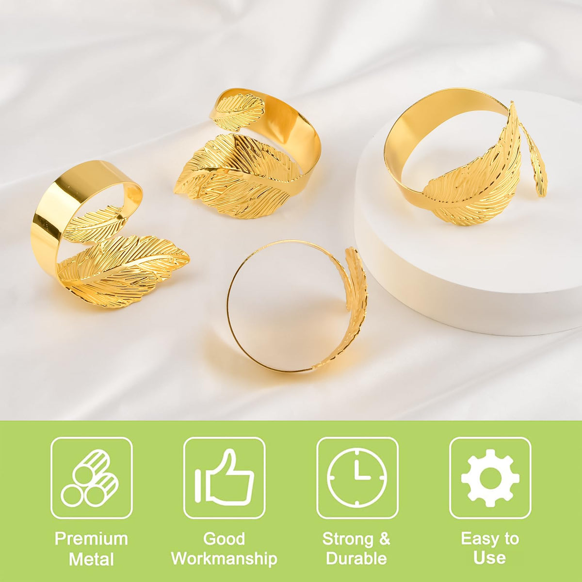 UFURMATE Curtain Tie Backs, 6Pcs Metal Decorative Golden Leaf Curtain Tiebacks Creative Curtain Rope Buckles Spring Drape Holder Clips for Home Office (Gold)