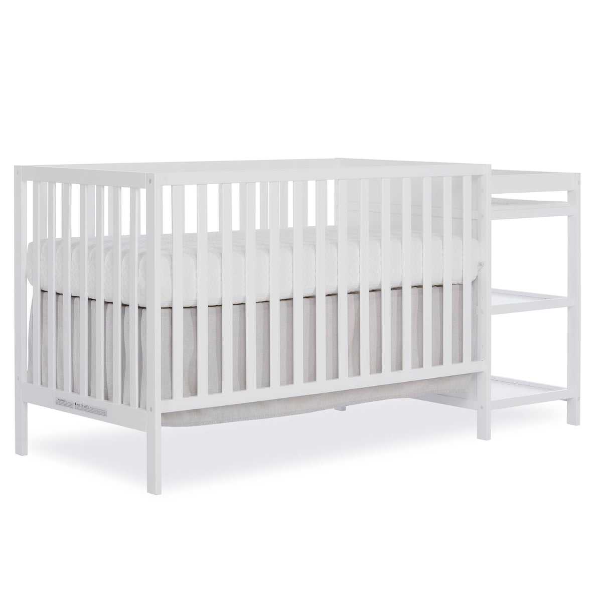 Dream On Me Synergy 3-in-1 Convertible Full-Size Baby Crib & Changer, White, Open Storage, GreenGuard Gold & JPMA, Pinewood, Converts to Day & Toddler Bed, 4 Mattress Heights, 1″ Changing Pad,